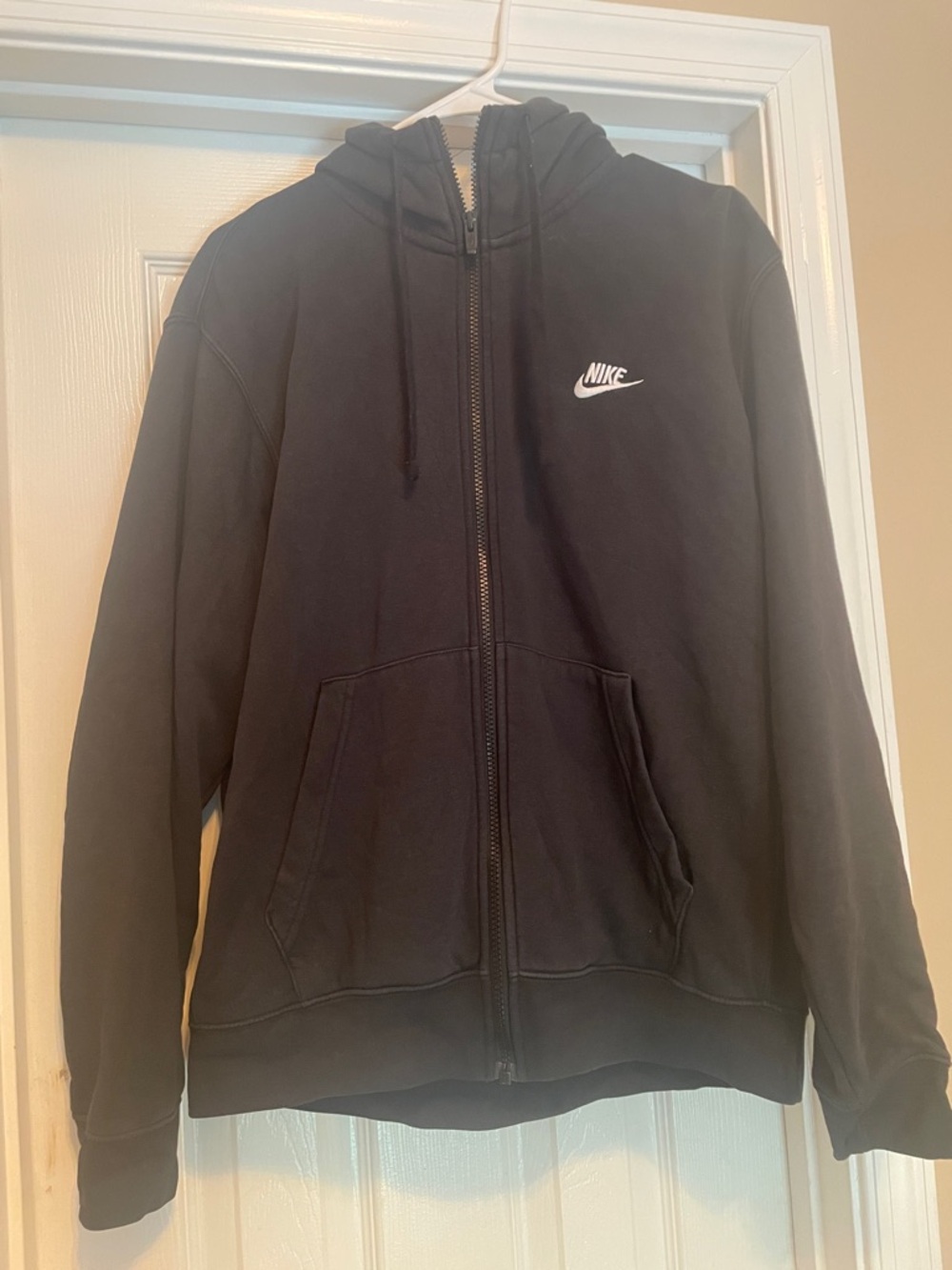 Nike Men’s Black Full-Zip Hoodie with White Logo